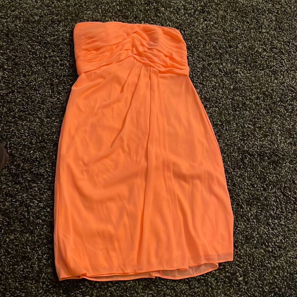 David’s Bridal salmon strapless dress, size 6